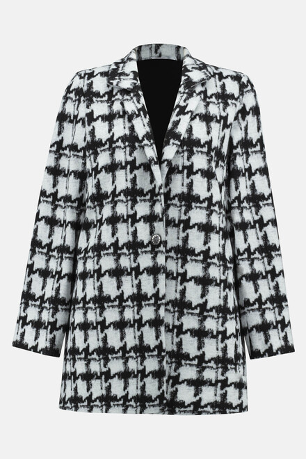Houndstooth Print Coat Style 234121. Off White/black. 6
