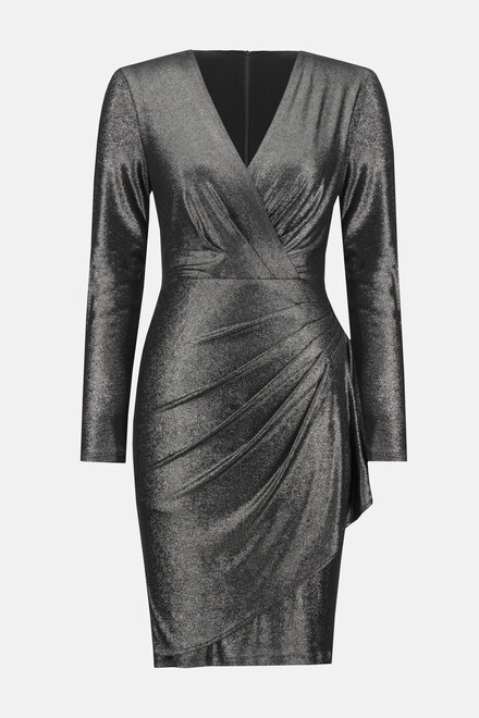 Metallic Wrap Front Dress Style 234124. Pewter. 6
