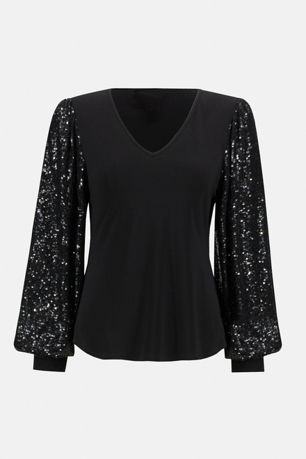 Sequin Sleeves Top Style 234130. Black/black. 7