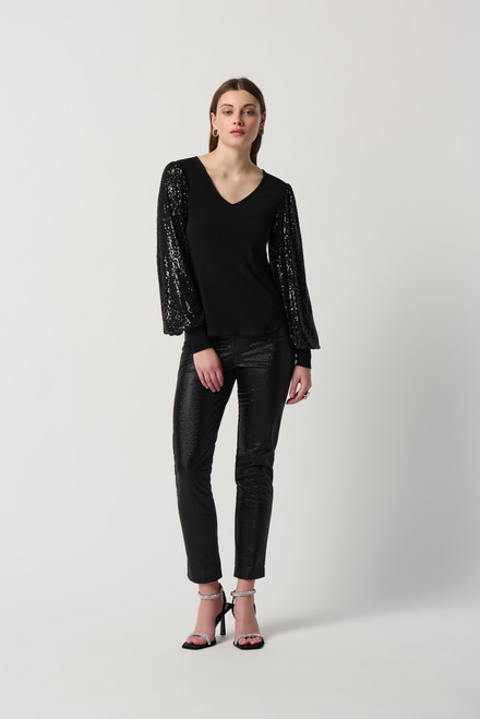 Sequin Sleeves Top Style 234130. Black/black. 5