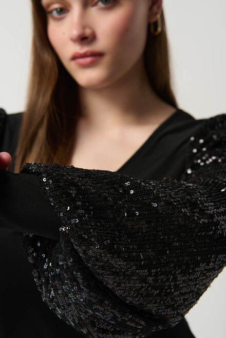 Sequin Sleeves Top Style 234130. Black/black. 3