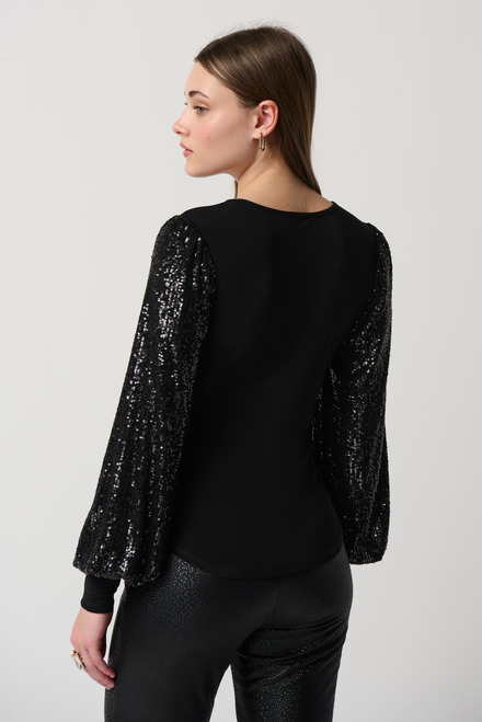 Sequin Sleeves Top Style 234130. Black/black. 2