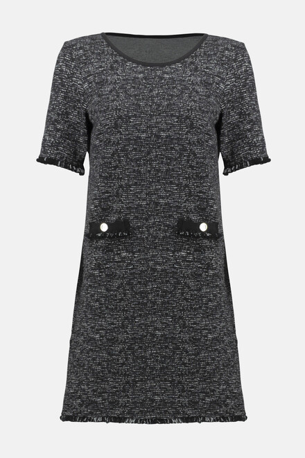 Tweed Short Sleeve Dress Style 234157. Black/off White. 4