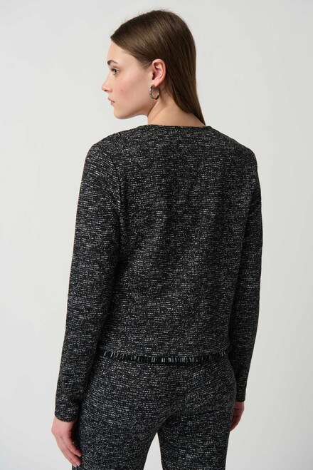 Tweed Open Front Blazer Style 234161. Black/off White. 2