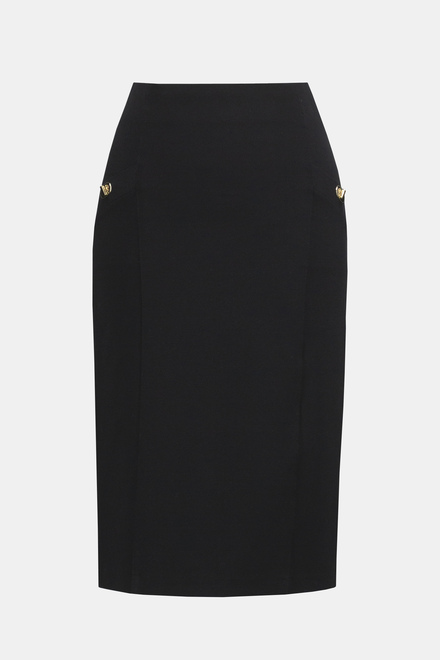 Button Detail Pencil Skirt Style 234165. Black. 5