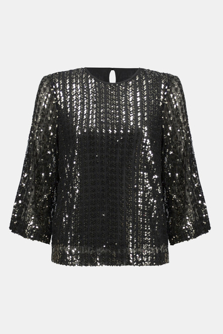 Sequin 3/4 Sleeve Top Style 234176. Black/gold. 7