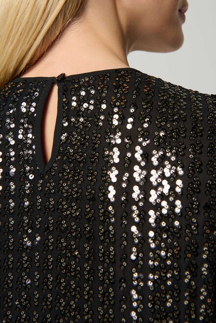 Sequin 3/4 Sleeve Top Style 234176. Black/gold. 5