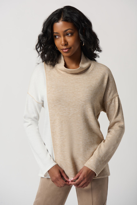 Colour-Blocked Knit Sweater Style 234181. Beige/ivory