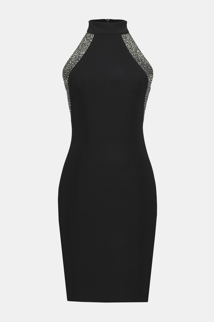 Bedazzled Halter Neck Dress Style 234204. Black. 6