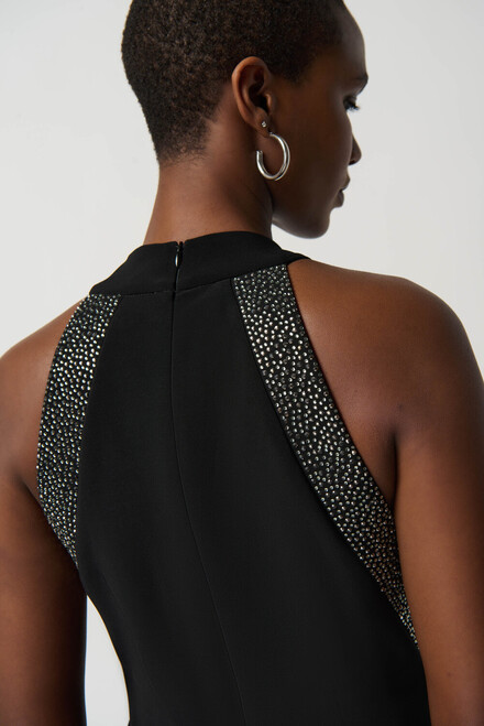 Bedazzled Halter Neck Dress Style 234204. Black. 3