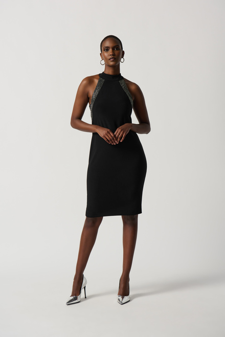 Bedazzled Halter Neck Dress Style 234204. Black. 5