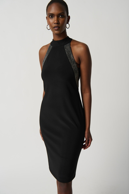 Bedazzled Halter Neck Dress Style 234204. Black