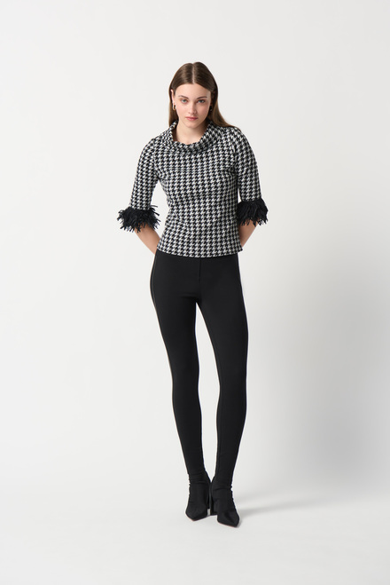 Satin Stripe Pants Style 234236. Black. 4