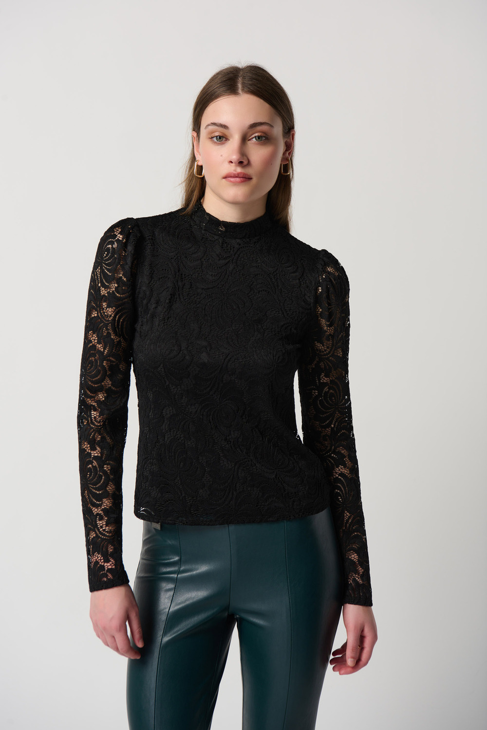 Lace Sleeve Top Style 234253. Black