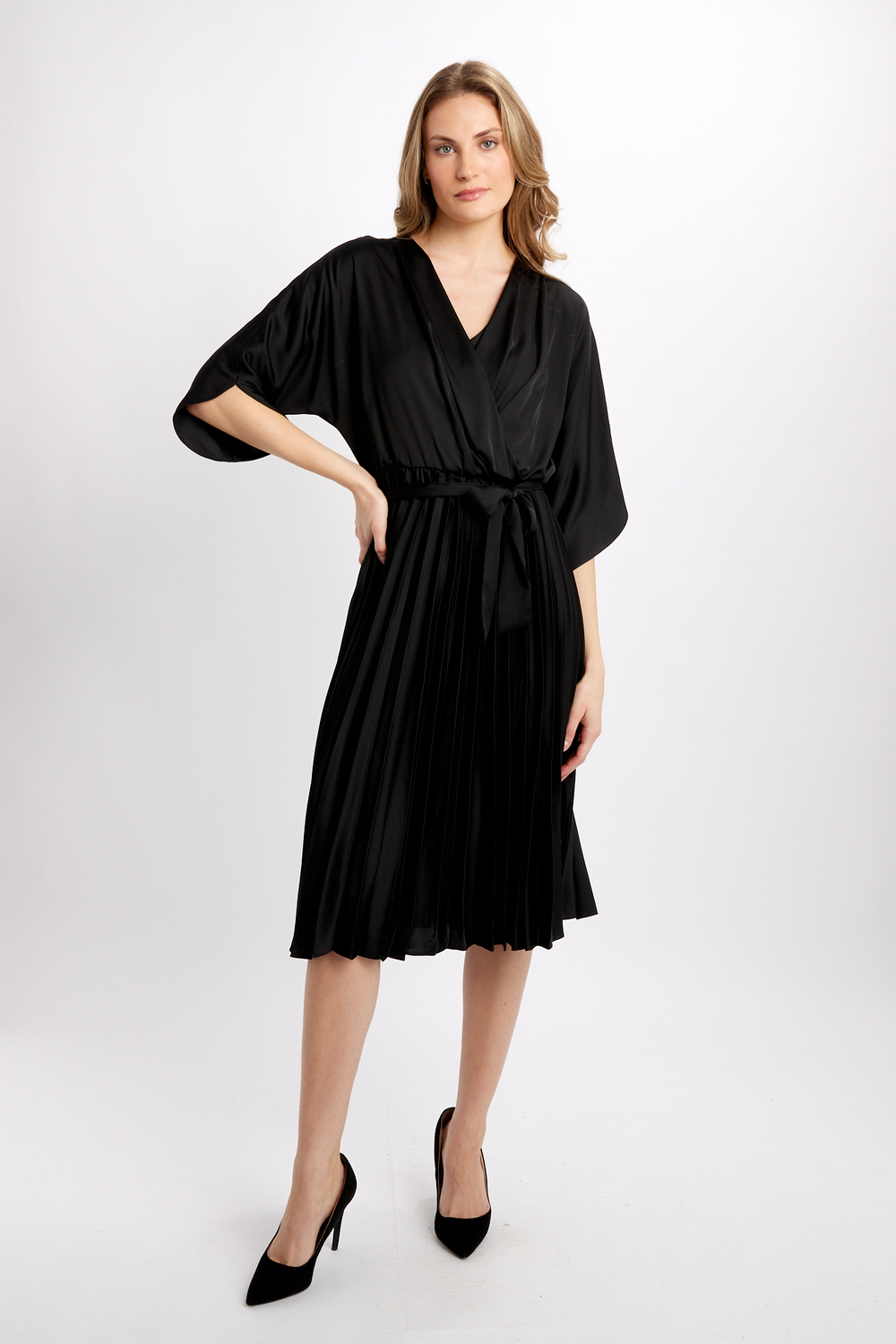 Ruffled wrap dress Style 234265. Black