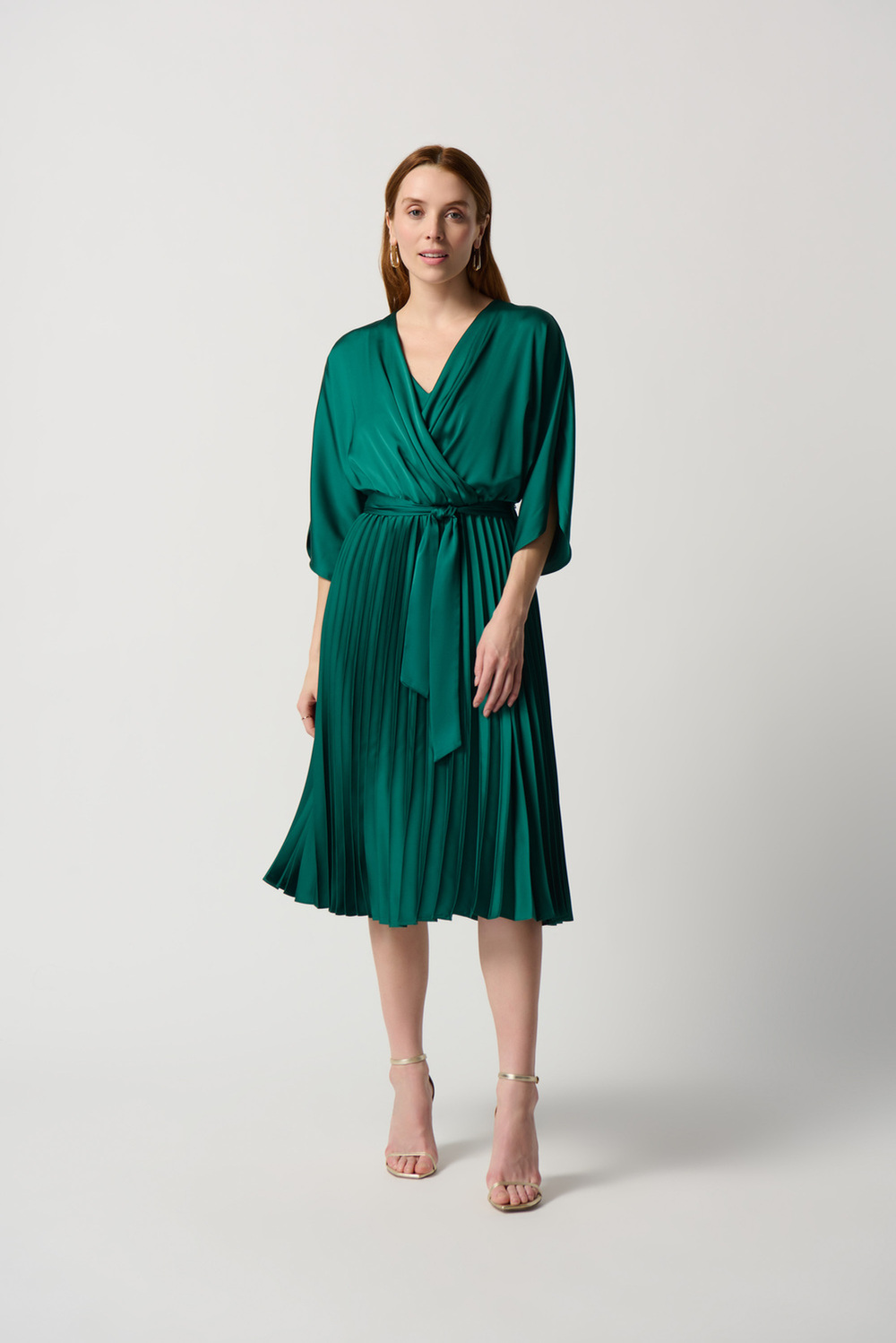 Ruffled wrap dress Style 234265. True Emerald