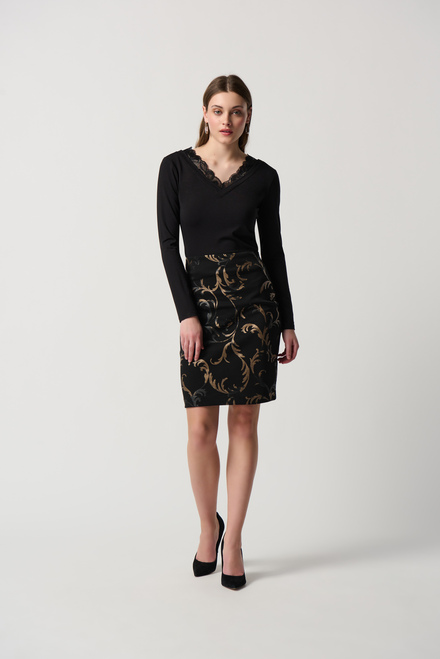 Baroque Print Skirt Style 234296. Black/gold. 4