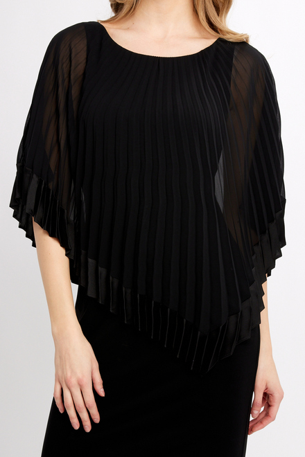 Pleated Overlay Dress Style 234705. Black. 2