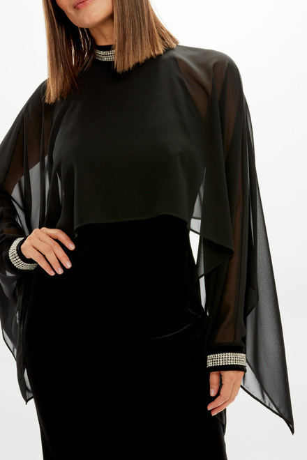 Chiffon &amp; Rhinestone Dress Style 234706. Black. 3