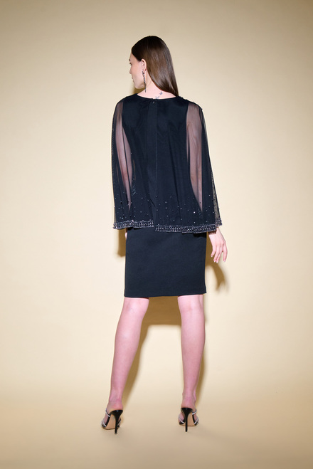 Beaded Cape Dress Style 234712. Black. 4