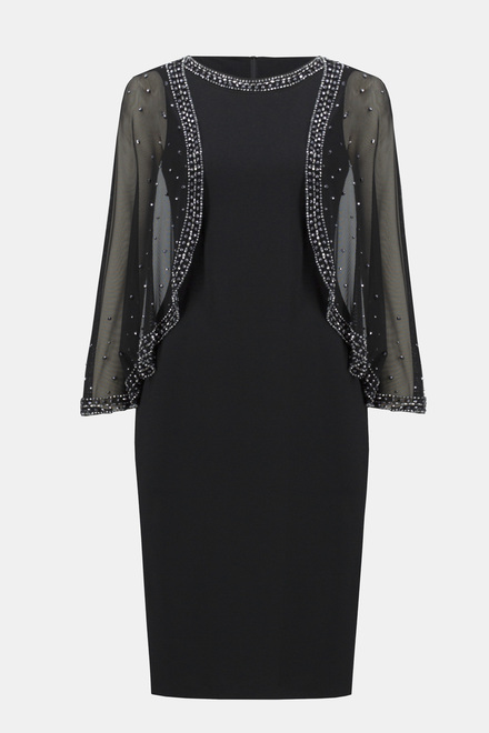 Beaded Cape Dress Style 234712. Black. 5