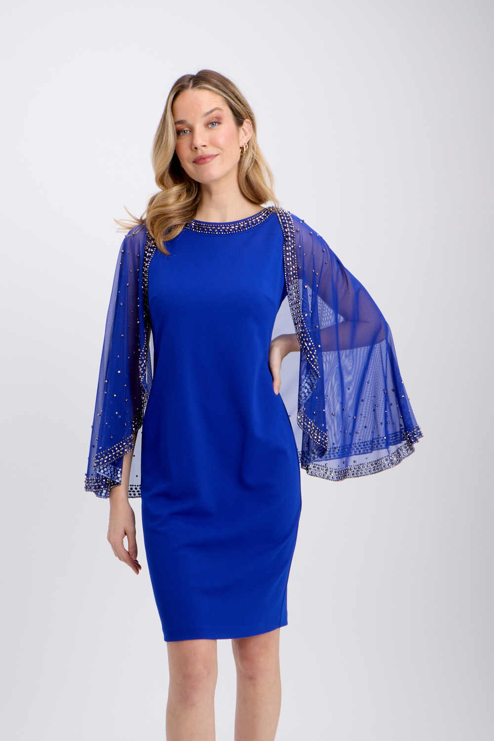 Beaded Cape Dress Style 234712. Royal Sapphire 163