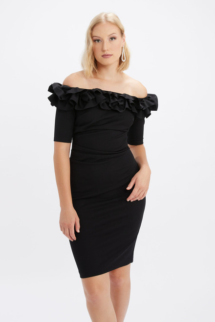 Off-Shoulder Ruffle Dress Style 234716. Black. 2