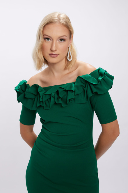 Off-Shoulder Ruffle Dress Style 234716. True Emerald. 2