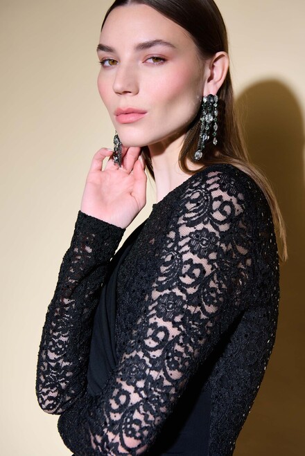 Lace Sleeve Dress Style 234723. Black/black. 2