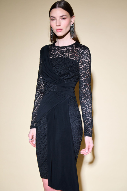 Lace Sleeve Dress Style 234723. Black/black. 4