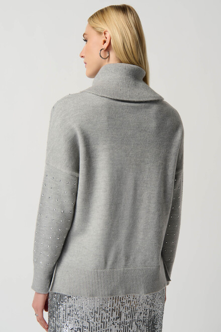 Studded Knit Sweater Style 234909. Light Grey Melange. 3