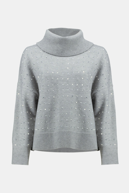 Studded Knit Sweater Style 234909. Light Grey Melange. 6