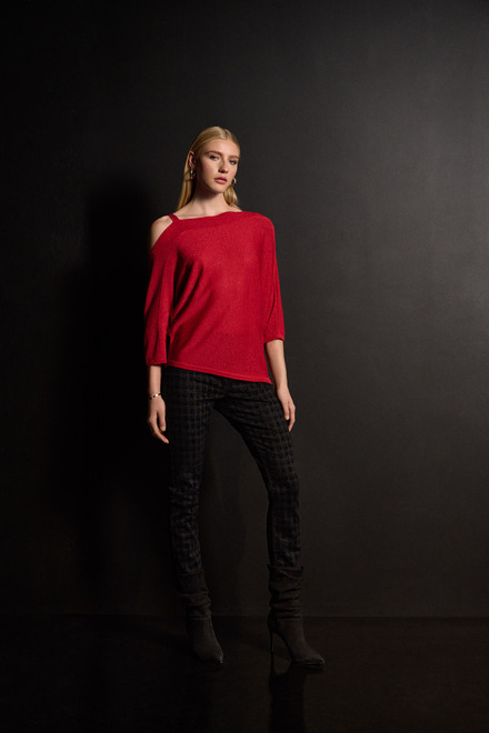 Off-Shoulder Knit Sweater Style 234916. Lipstick Red 173