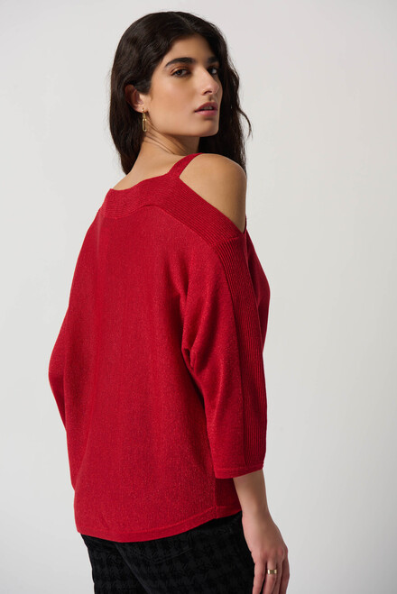 Off-Shoulder Knit Sweater Style 234916. Lipstick Red 173. 3
