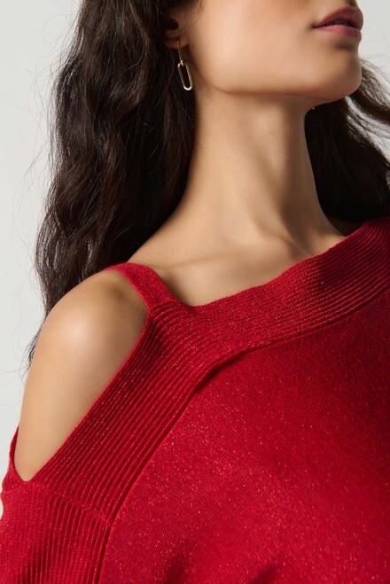 Off-Shoulder Knit Sweater Style 234916. Lipstick Red 173. 4