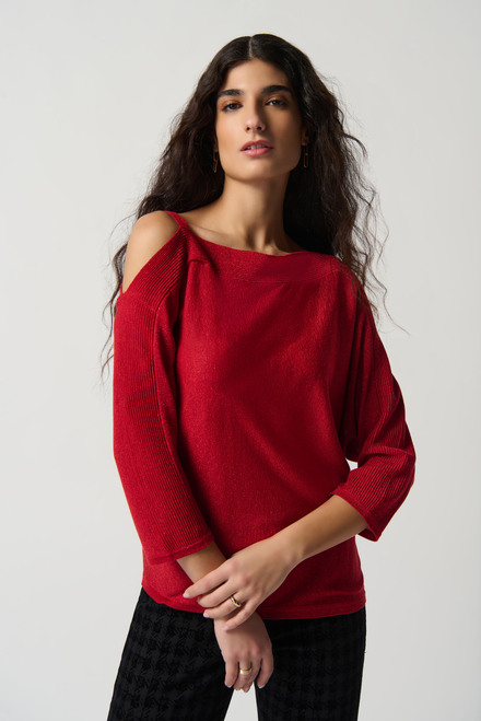 Off-Shoulder Knit Sweater Style 234916. Lipstick Red 173. 2