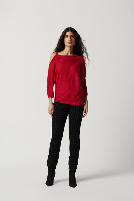 Off-Shoulder Knit Sweater Style 234916. Lipstick Red 173. 5