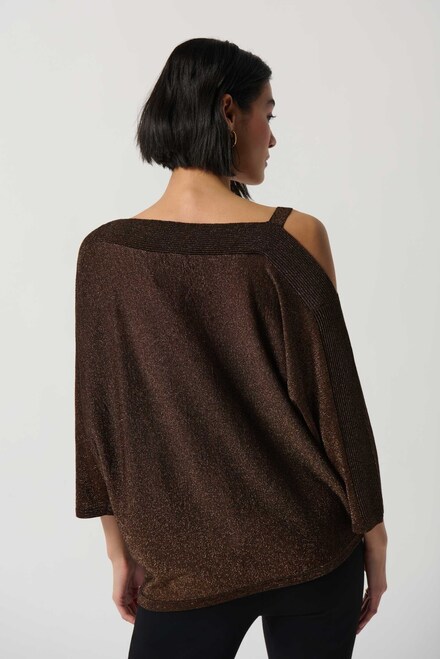 Off-Shoulder Knit Sweater Style 234916. Black/bronze. 2