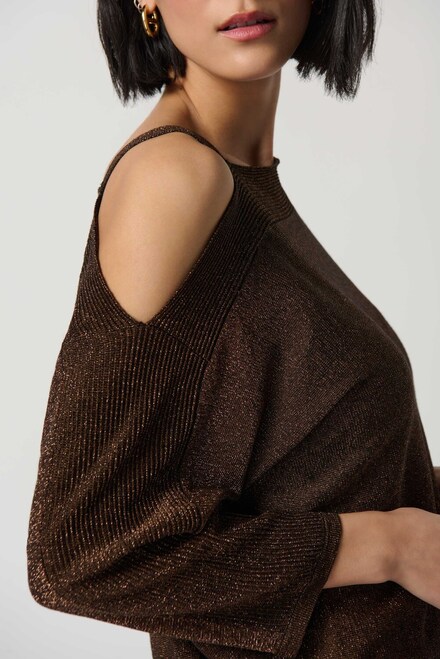 Off-Shoulder Knit Sweater Style 234916. Black/bronze. 3