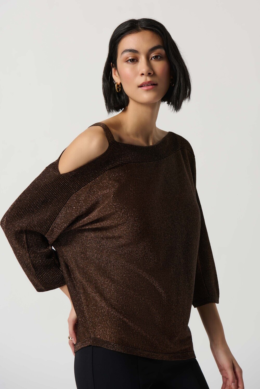 Off-Shoulder Knit Sweater Style 234916. Black/bronze