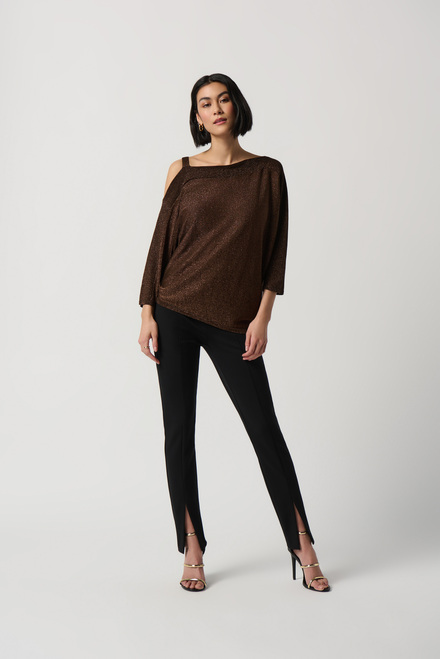 Off-Shoulder Knit Sweater Style 234916. Black/bronze. 4