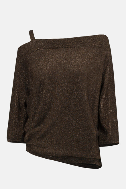 Off-Shoulder Knit Sweater Style 234916. Black/bronze. 6