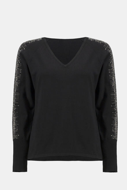 Rhinestone Sleeve Sweater Style 234917. Black. 6