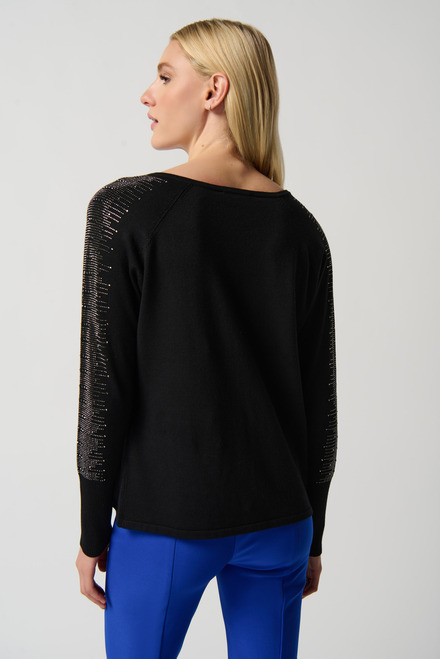 Rhinestone Sleeve Sweater Style 234917. Black. 2