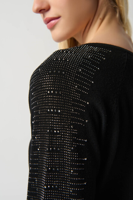 Rhinestone Sleeve Sweater Style 234917. Black. 3