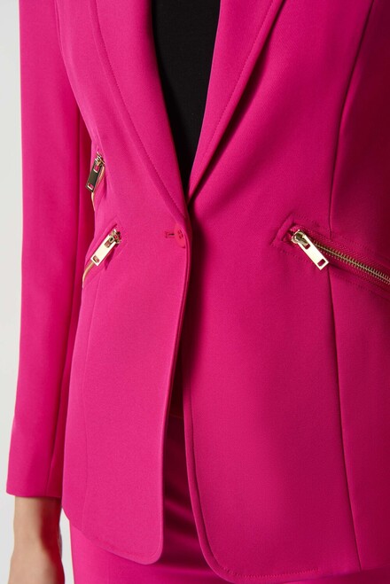 Zip Accent Blazer Style 234929. Shocking Pink. 3