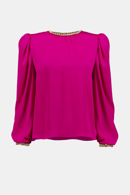 Chain Detail Blouse Style 234934. Shocking Pink. 7