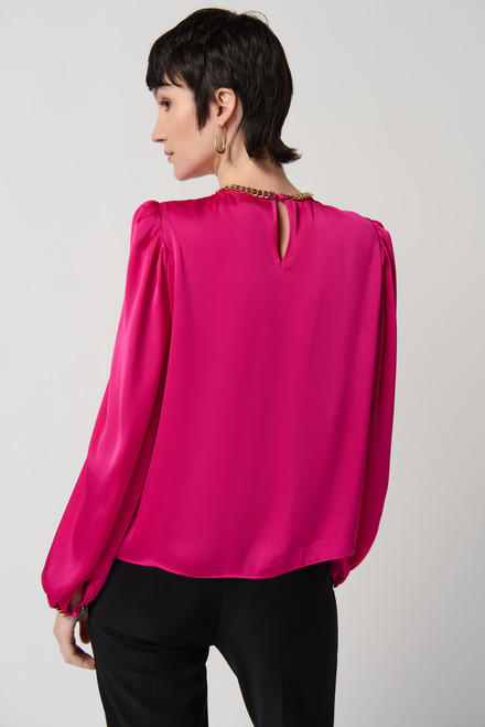 Chain Detail Blouse Style 234934. Shocking Pink. 2