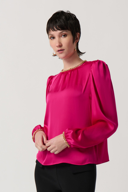 Chain Detail Blouse Style 234934. Shocking pink