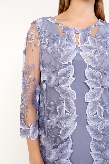 Embroidered Lace Jacket with Jersey Dress Style 81122202. Lavender . 4